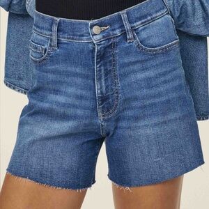 Warp + Weft High Waist Denim Shorts Blue Size 26 Relaxed Fit Stretch